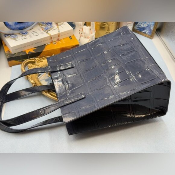 🆕 TED BAKER 🧿 NWOT REPTCON Navy Croc-Embossed Small Icon Tote Bag - Picture 15 of 15